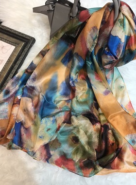 现货杭州丝绸丝巾真丝围巾洋纺大长条巾披肩围脖领巾女沙滩巾防晒