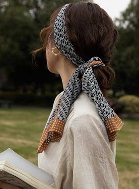 现货杭州丝绸高级感真丝长巾时尚复古风百分百桑蚕丝双绉丝巾