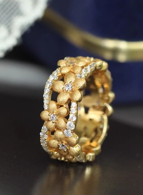 意大利拉丝工艺925银镀金梅花