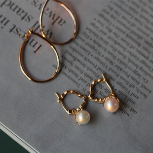 925银镀金珍珠耳坠n种戴法 多用款 翎舞 日系轻奢aget风格