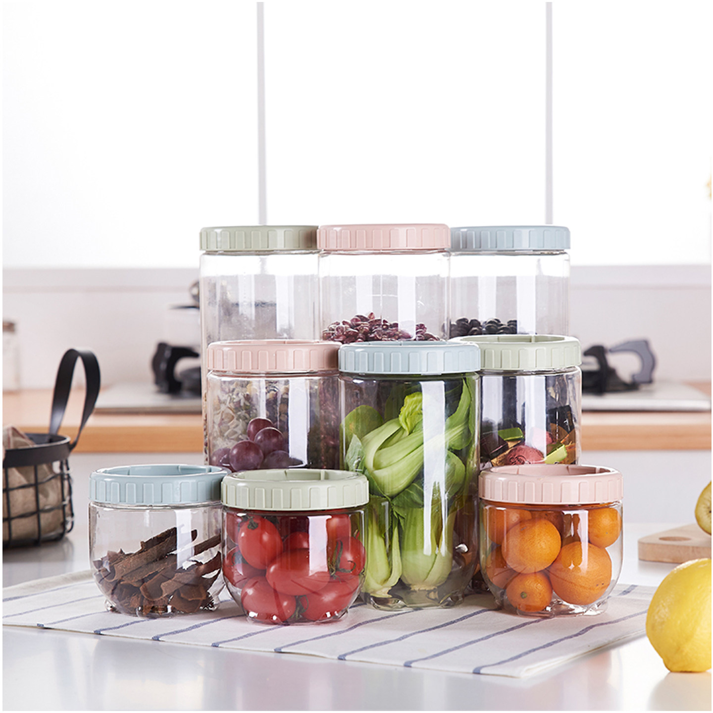 便携奶粉密封储物罐厨房零食收纳盒塑料五谷杂粮收纳食品密封罐