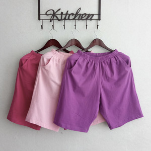 女士夏季纯棉薄款睡裤短裤针织棉夏天大码宽松透气五分裤休闲短裤