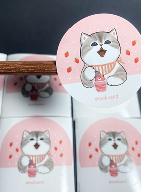 新品Mofusand鲨鱼猫礼品包装封口贴鲜花烘培甜品装饰儿童奖励贴纸