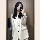韩版 新款 宽松休闲西服 外套女早春秋装 高级感白色小个子西装