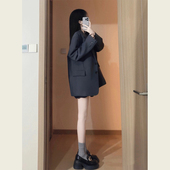 韩系气质宽松休闲显瘦百搭西服高级感黑色小个子西装 外套女春秋装
