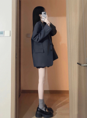 韩系气质宽松休闲显瘦百搭西服高级感黑色小个子西装外套女春秋装