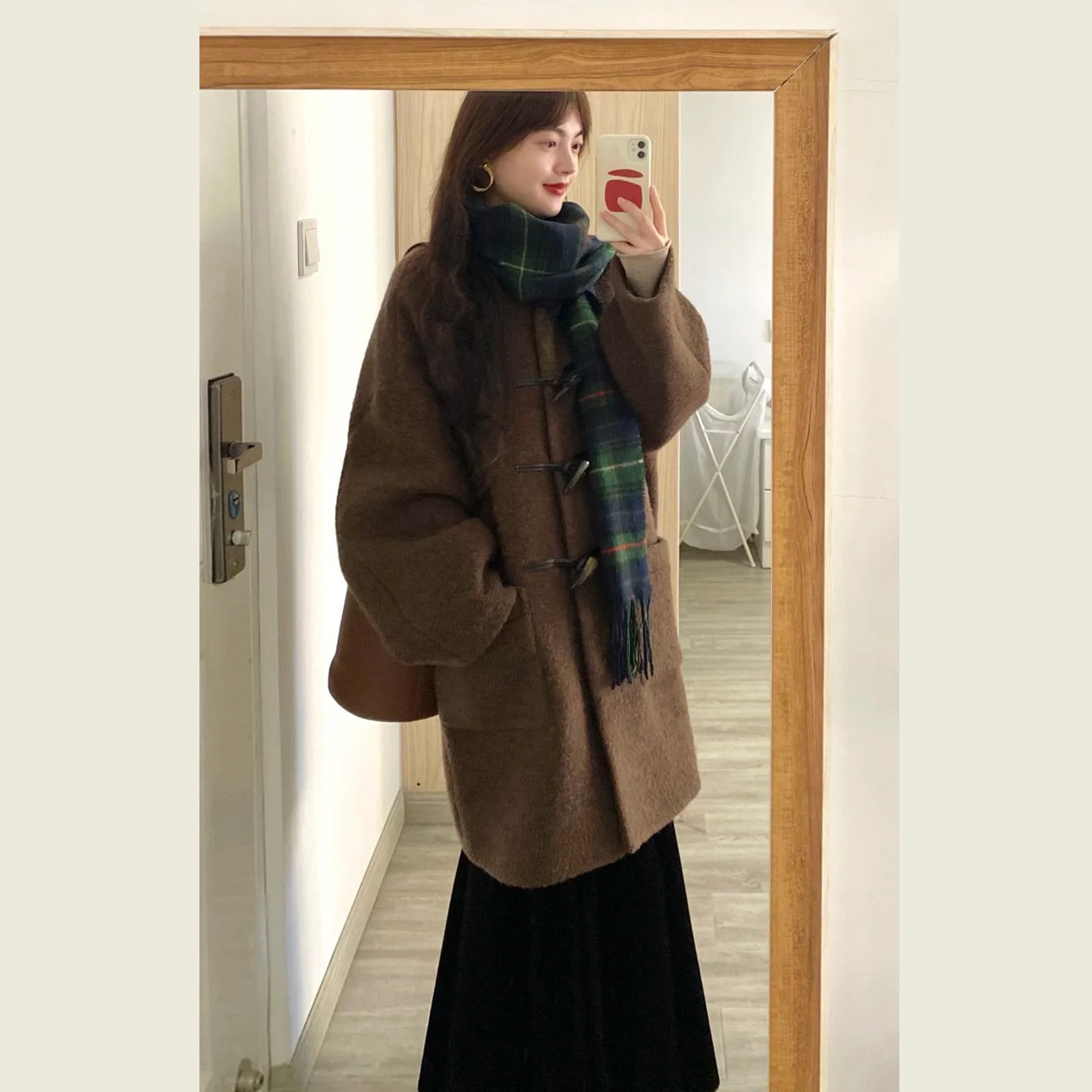 棕色立领牛角扣毛呢外套女秋冬季新款高级感小个子中长款呢子大衣,女装/女士精品,毛呢外套,淘宝优惠券,粉丝福利购,淘宝优惠卷