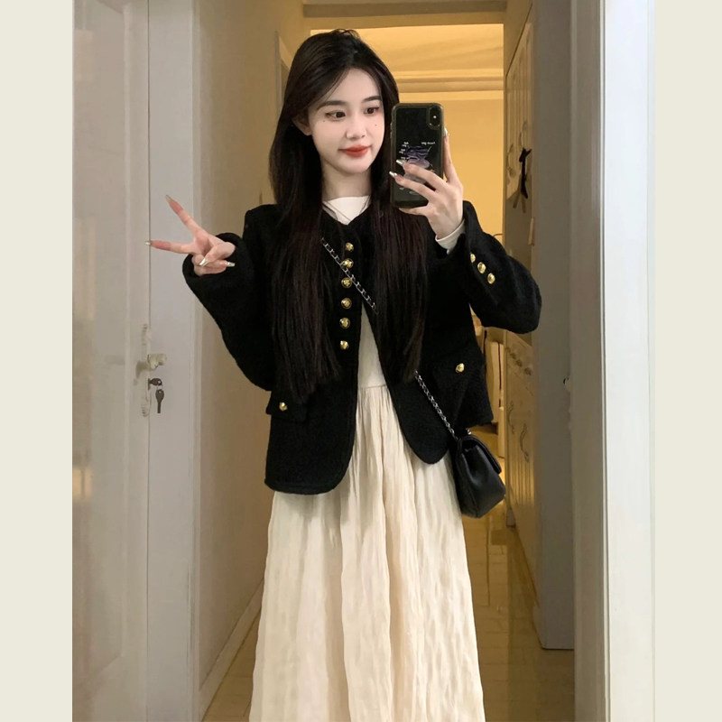 法式黑色小香风外套女2024春秋新款高级感气质名媛粗花呢短款上衣,女装/女士精品,短外套,淘宝优惠券,粉丝福利购,淘宝优惠卷