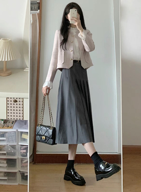 法式粉紫色减龄小香风外套女春秋季新款温柔气质显瘦长袖短款上衣