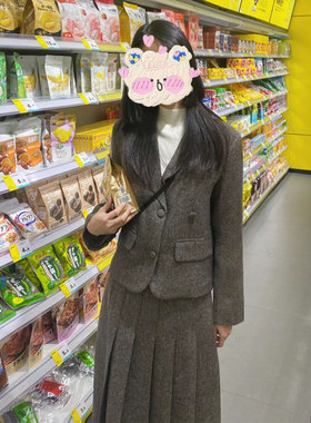 英伦学院风毛呢两件套