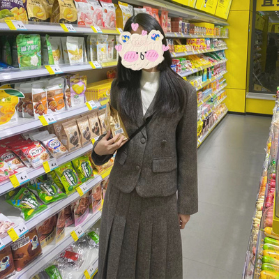 英伦学院风毛呢两件套