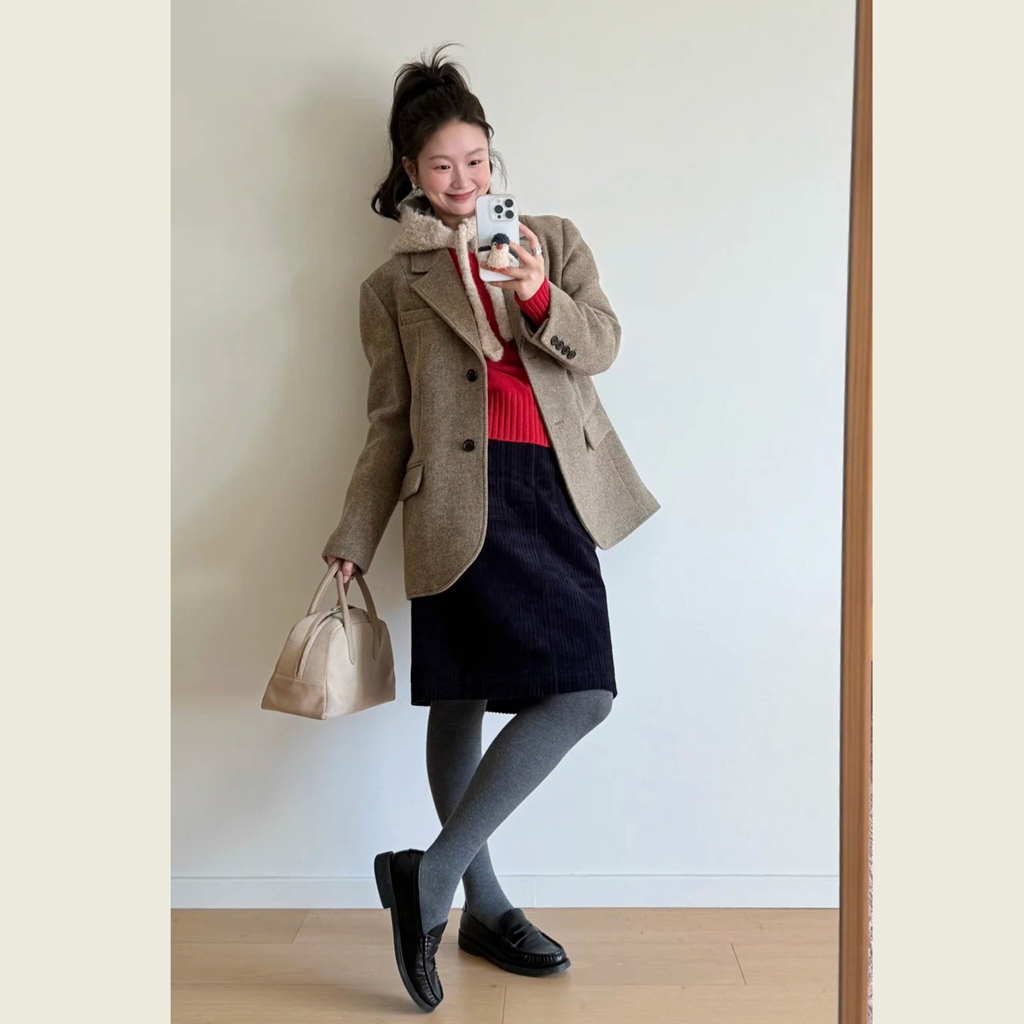 英伦风燕麦咖色翻领毛呢西装外套