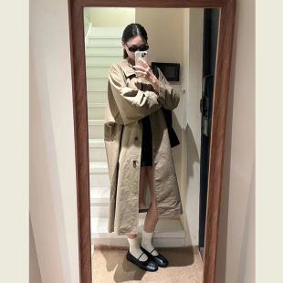 高级感卡其色中长款 小个子宽松休闲英伦风大衣 风衣外套女春秋新款