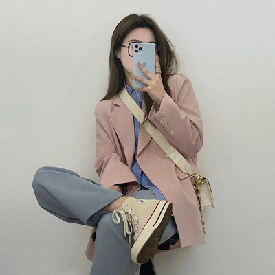 芷澈高级设计感小众粉色西装外套