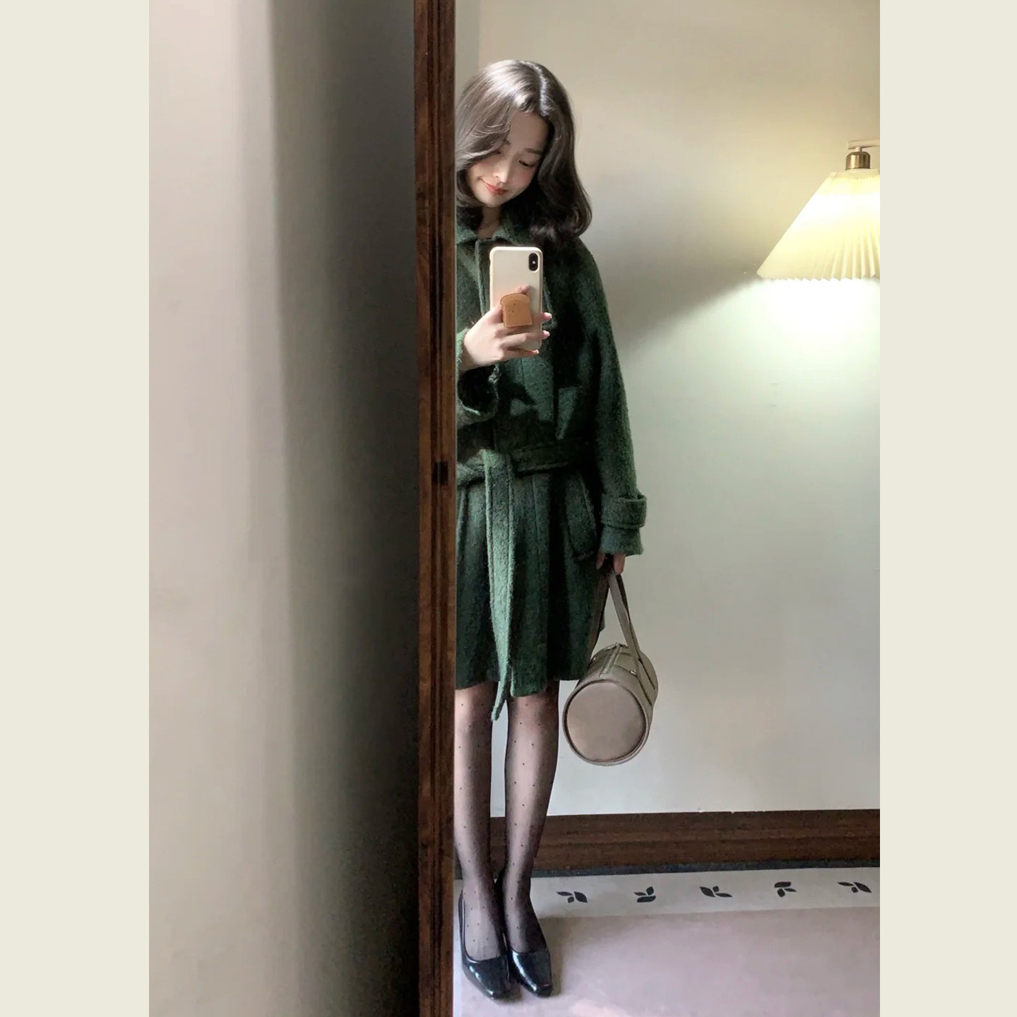 韩系复古绿色立领毛呢外套女秋冬季小个子中长款收腰系带呢子大衣,女装/女士精品,毛呢外套,淘宝优惠券,粉丝福利购,淘宝优惠卷