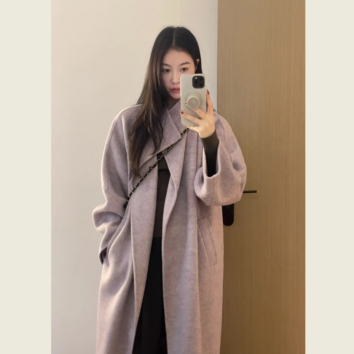 温柔风紫色立领中长款呢子大衣女秋冬简约气质款宽松减龄毛呢外套,女装/女士精品,毛呢外套,淘宝优惠券,粉丝福利购,淘宝优惠卷