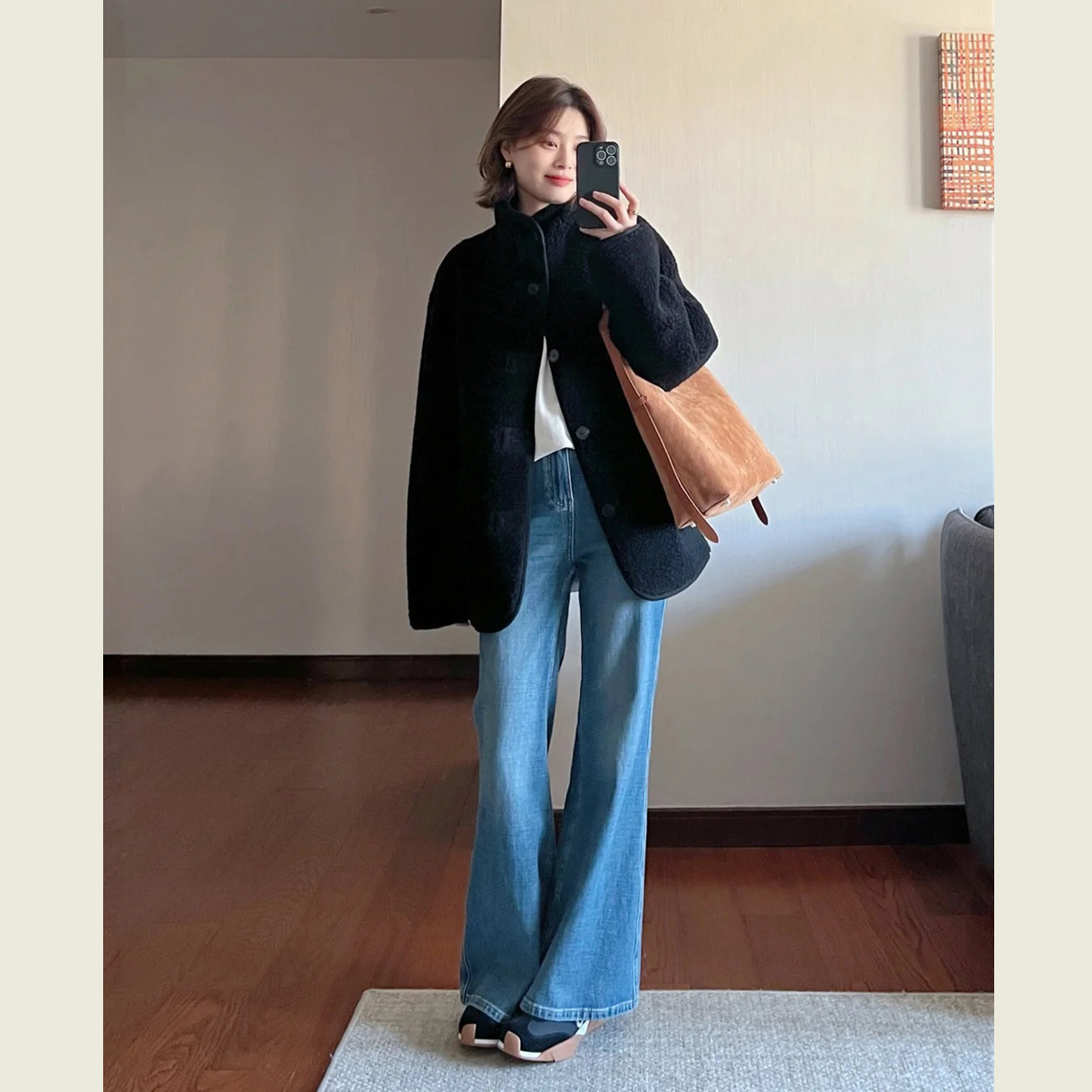 韩系黑色立领百搭圈圈毛呢外套女秋冬季小个子宽松显瘦呢子大衣,女装/女士精品,毛呢外套,淘宝优惠券,粉丝福利购,淘宝优惠卷