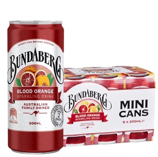 宾得宝Bundaberg果汁气泡水葡萄柚200ml 饮料饮品临期 6罐迷你罐装