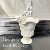 章鱼种花法式 客厅摆件白色 白色陶瓷花瓶高级感插花复古美式