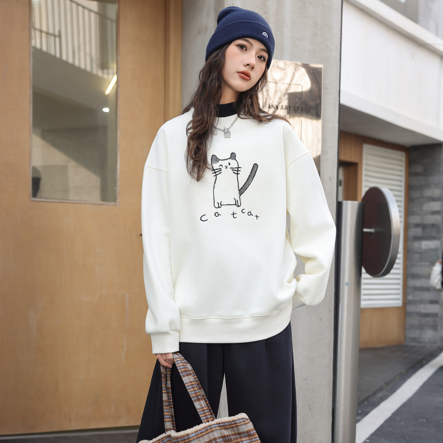 女大童加绒卫衣骄骄虎2025冬季新款初中生高中生假两件内搭潮7552