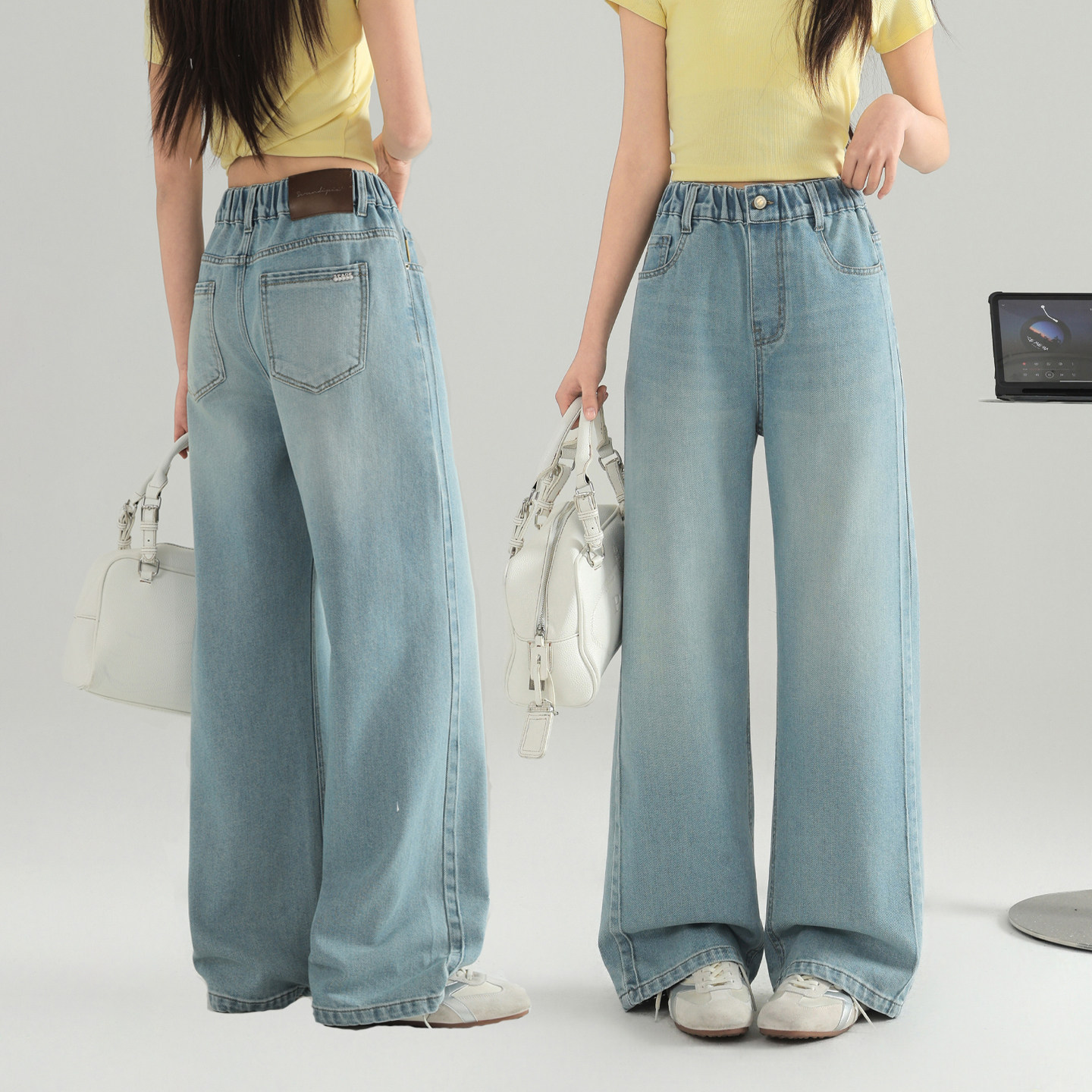 女童春款牛仔裤直筒裤骄骄虎2026新款初中生高中生休闲长裤子9039