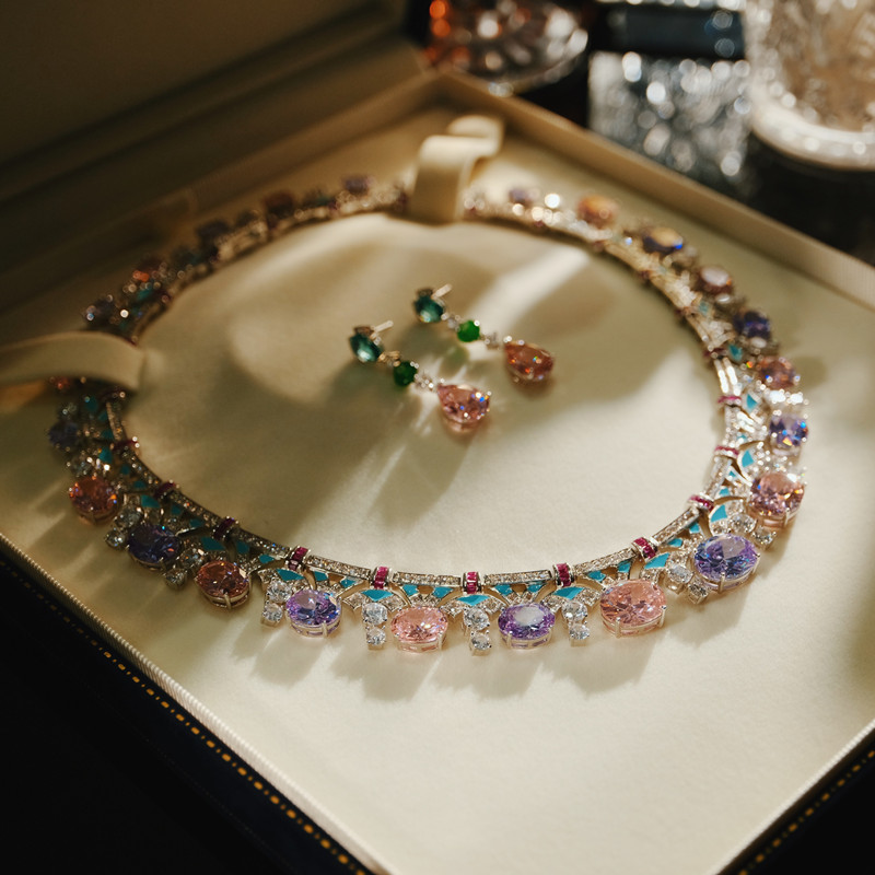 高级感奢华晚礼服锆石项链配饰