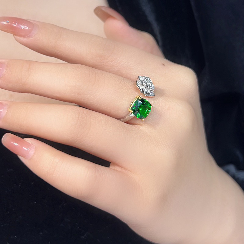 925纯银法式高级感山茶花玫瑰开口戒指女小众设计感时尚气质名媛