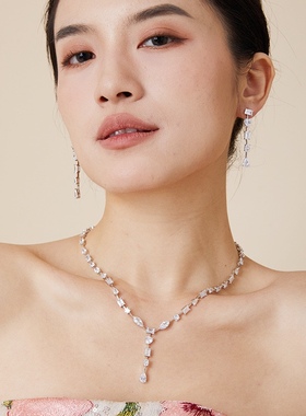 一字肩晚礼服项链高级感小众轻奢