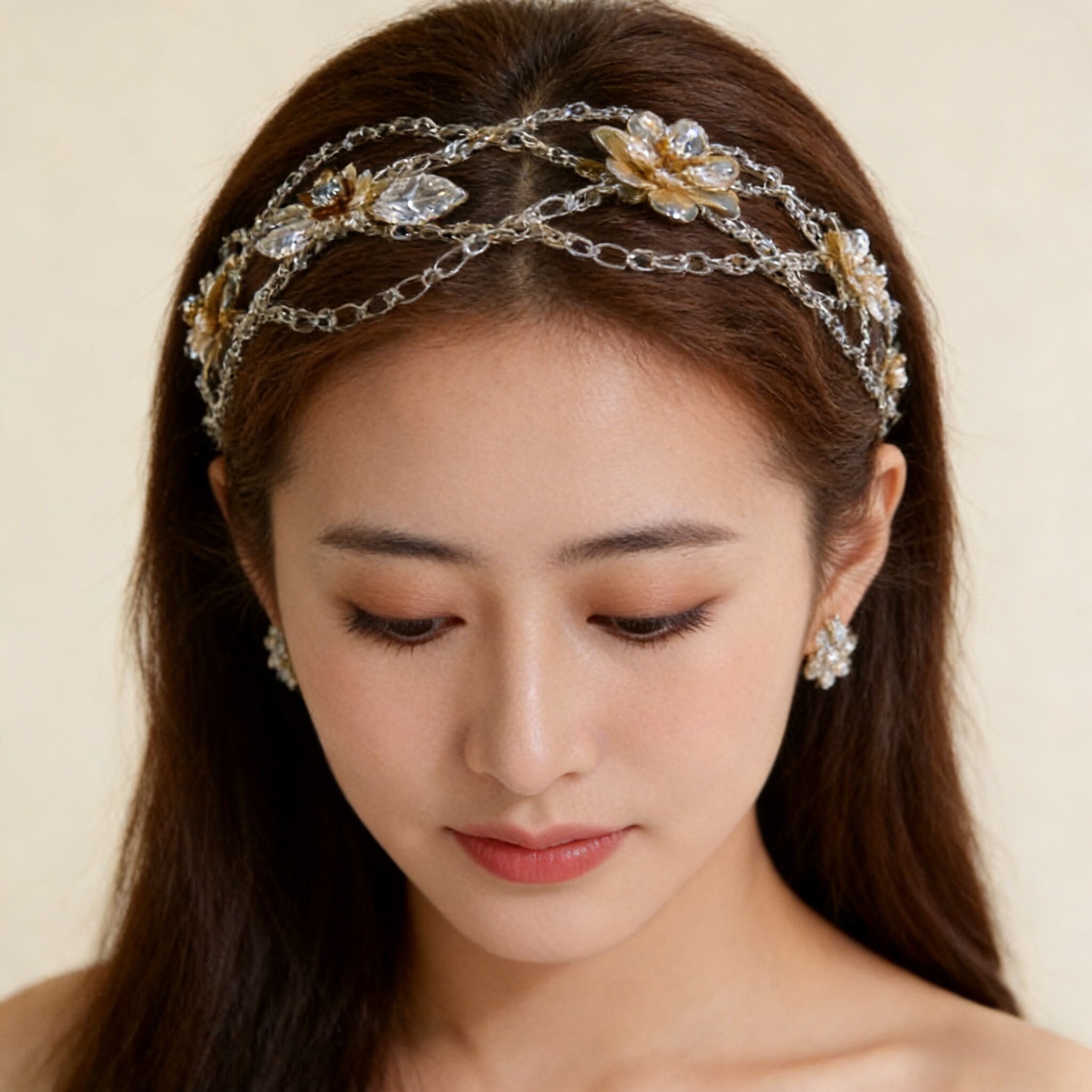 法式超仙镀金新娘头饰发带婚纱礼服敬酒服演出晚礼发饰礼物仙美