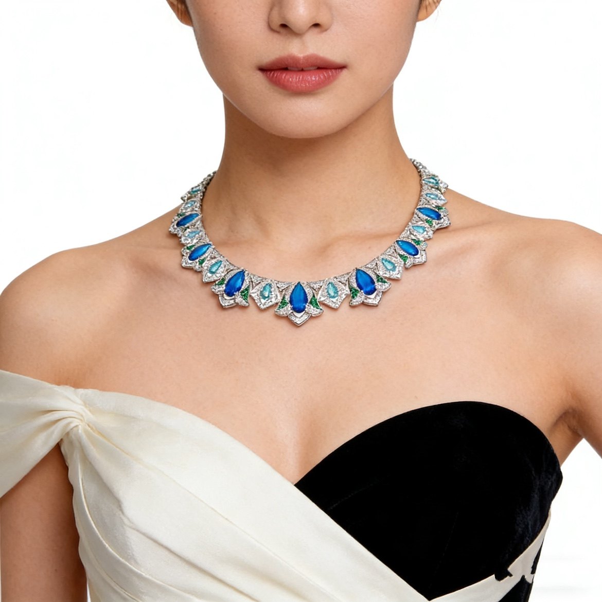 小众奢华蓝宝石铃兰花重工高级感新娘晚宴婚纱礼服项链耳环套装女,饰品/流行首饰/时尚饰品新,项链,淘宝优惠券,粉丝福利购,淘宝优惠卷