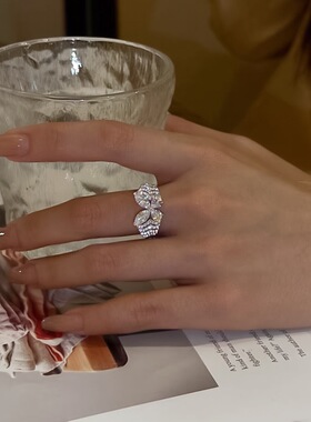 超闪冷淡风满钻镶嵌蝴蝶925银戒指2026新款食指戒气质高级感手饰