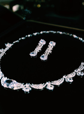 新娘结婚主婚纱晚礼服项链耳环