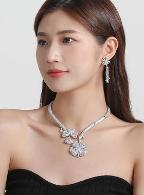 重工奢华大气2025新款四叶草花项链女士时尚夸张气质高级感项圈女