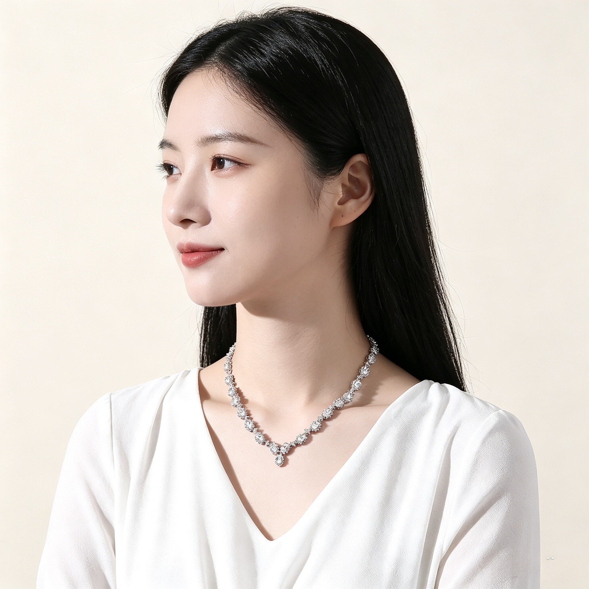 简约百搭小香风锆石新娘锁骨链