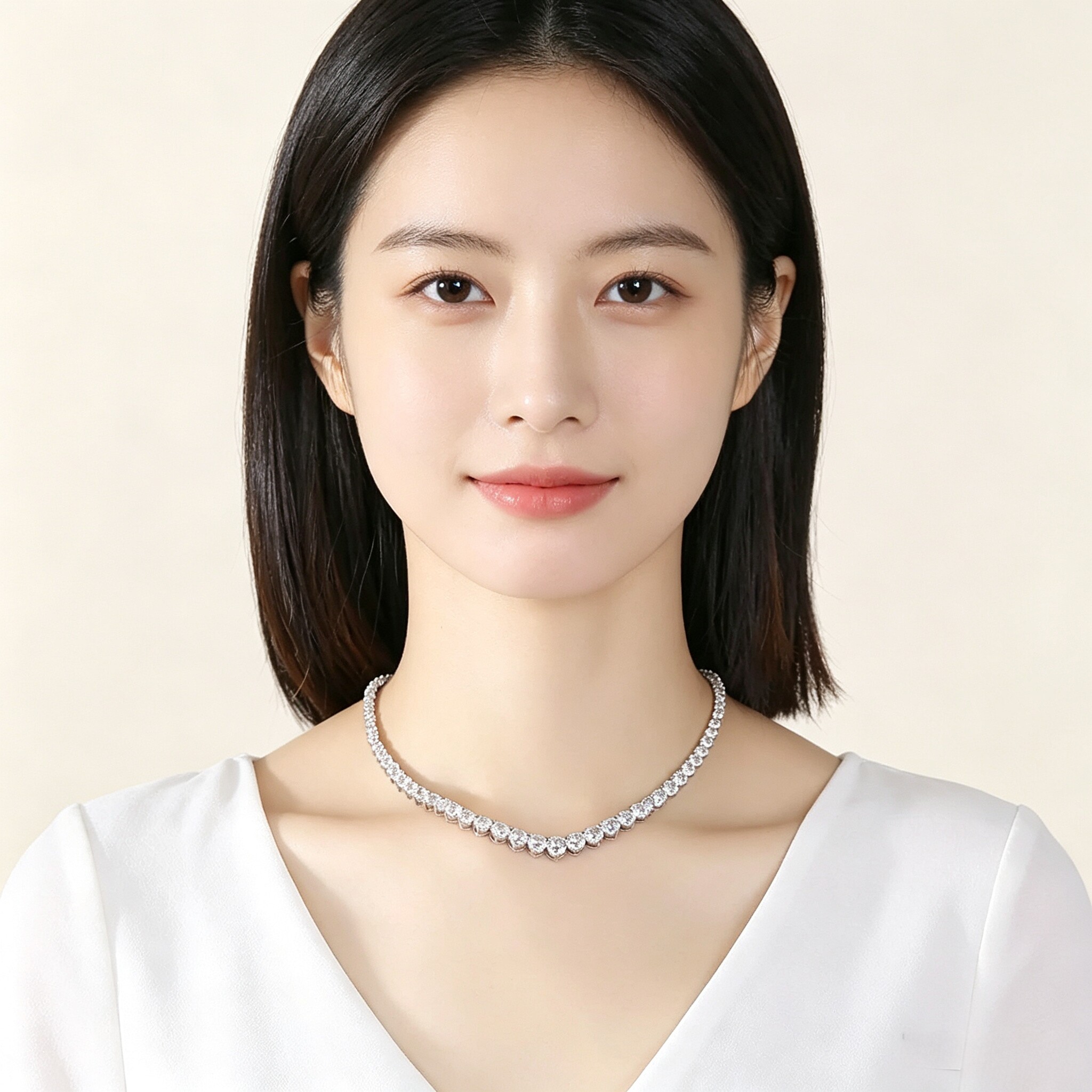圆形新娘婚纱礼服晚宴项链女银色