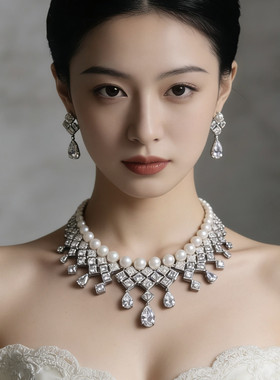 法式复古宫廷风珍珠水滴锁骨链