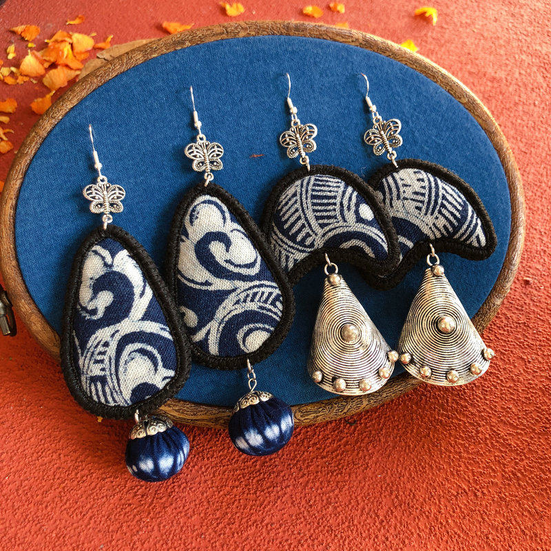 民族风蓝染耳环蜡染豆染流苏耳环复古国风中式饰品,饰品/流行首饰/时尚饰品新,耳环,淘宝优惠券,粉丝福利购,淘宝优惠卷
