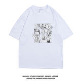 2021夏季新款潮流动漫印花港风短袖T恤男女A11，男装T恤，电商A171