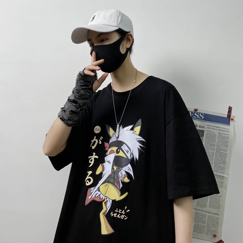 2021夏装新款时尚卡通印花男士短袖T恤宽松休闲T恤衫A23,男装T恤,电商A171