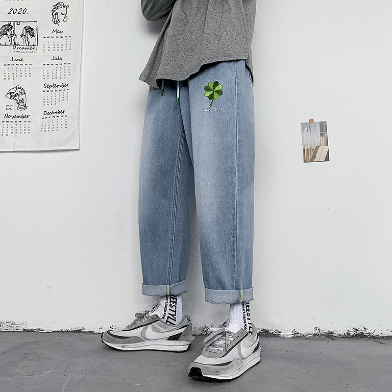 2021春夏新品刺绣直筒牛仔裤男潮流韩版百搭宽松A171-NK6003-P55,男装牛仔裤,电商A171