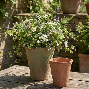粗陶侘寂风兰花陶土花盆三角梅透气大口径家用控根泥瓦盆陶瓷陶盆