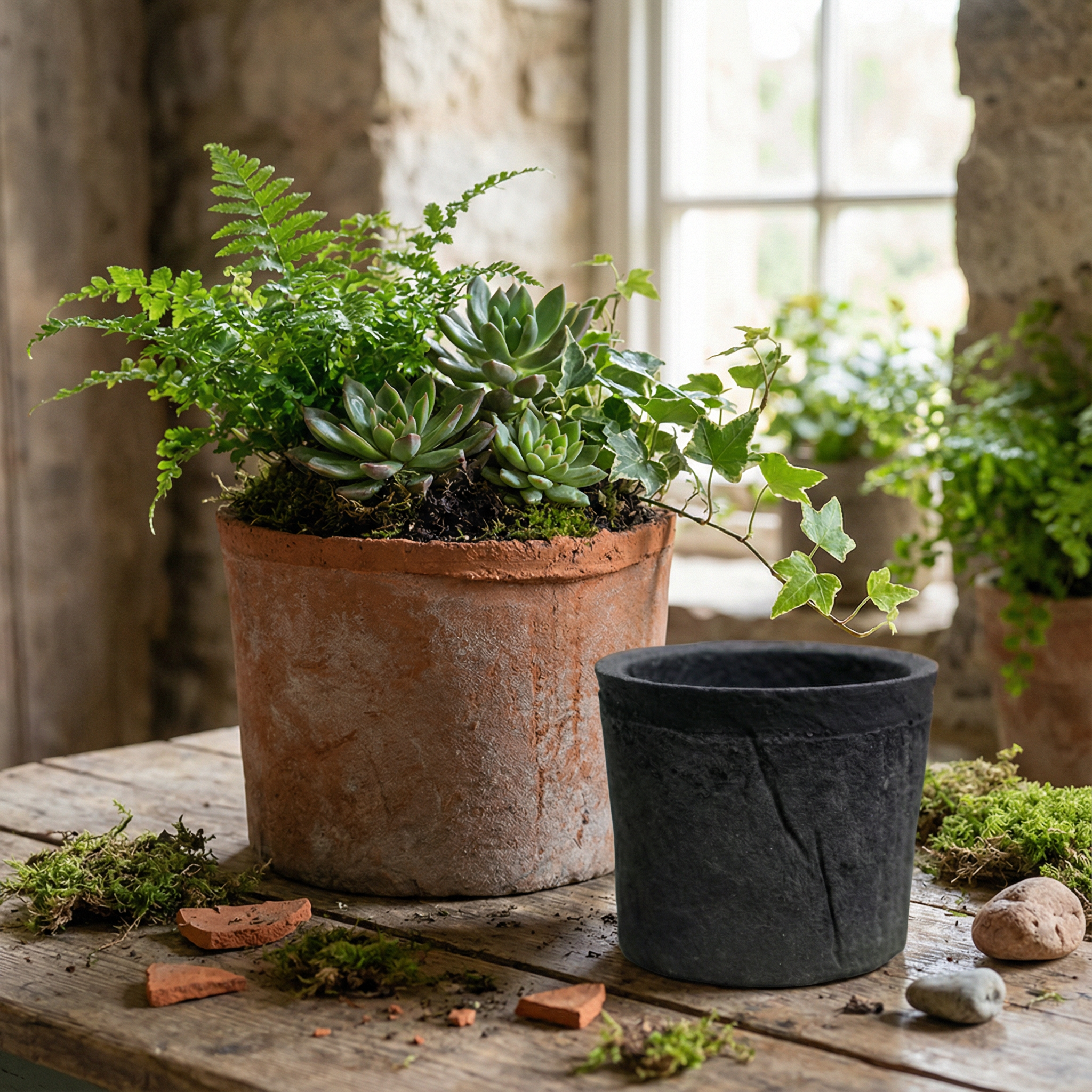 小花盆欧式粗陶瓦盆红陶