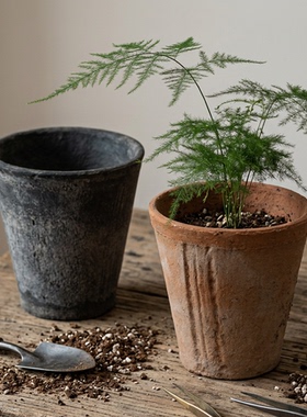 老式陶盆瓦盆粗陶多肉专用花盆透气蝴蝶兰大陶土兰花黑色盆景陶瓷