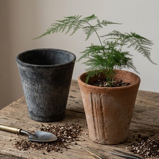 陶盆瓦盆粗陶多肉专用花盆透气蝴蝶兰大陶土兰花黑色盆景陶瓷 老式