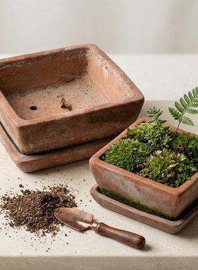 方盆 托盘四方花盆陶盆粗陶方形红陶盆泥瓦盆多肉大号北欧铜钱草