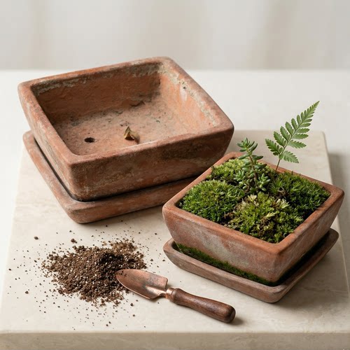 方形花盆复古做旧北欧风