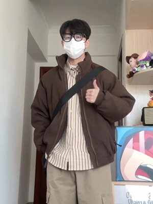 WHICHONE加厚冬季立领插肩袖棉服