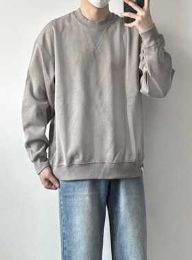 WHICHONE日系秋季简约cleanfit纯色廓形宽松套头长袖卫衣