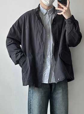 WHICHONE 日系秋季水洗复古立领工装夹克宽松外套
