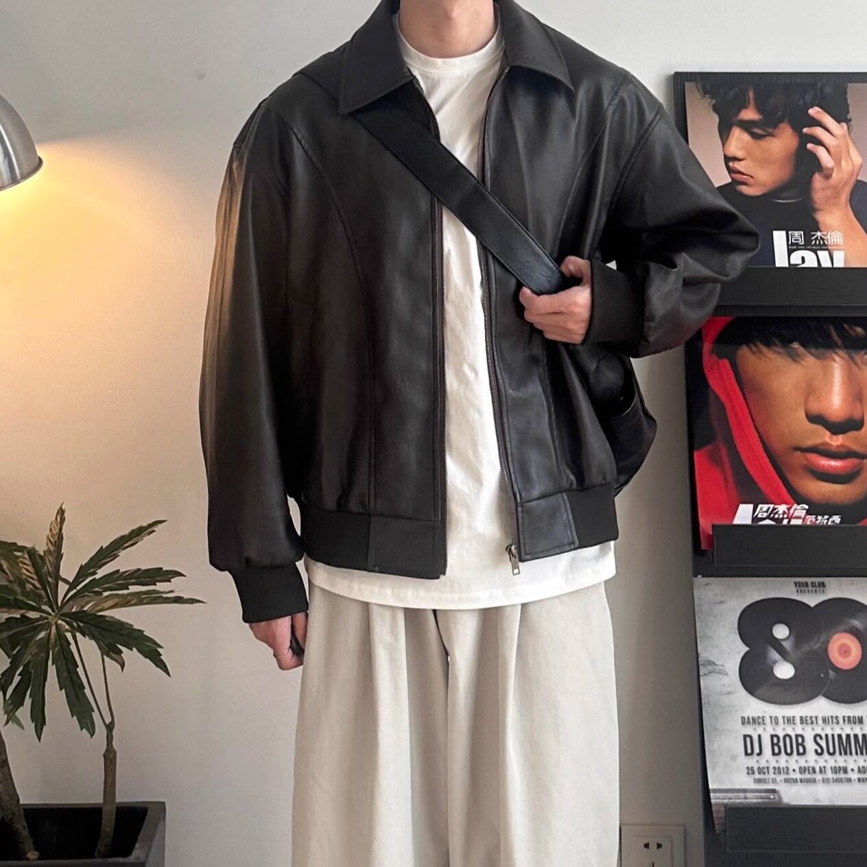 WHICHONE美式cleanfit复古翻领皮衣男咖色PU机车夹克休闲外套,男装,皮衣,淘宝优惠券,粉丝福利购,淘宝优惠卷